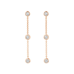 FE1021 925 Sterling Silver Diamond Chain Drop Earrings