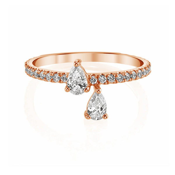 FJ0384 925 Sterling Silver Pear Pave Zircon Eternity Ring