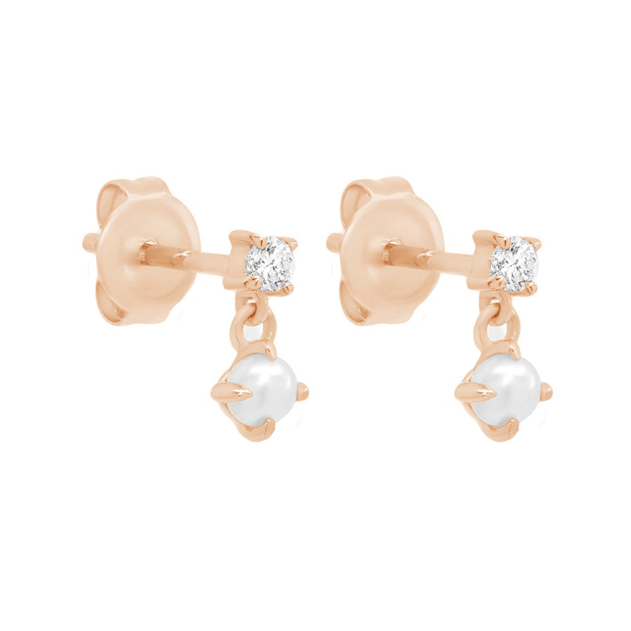 FE1569 925 Sterling Silver Dangle Zircon Pearl Stud Earrings