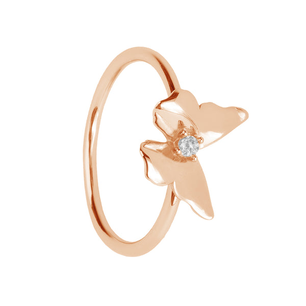 FJ0728 925 Sterling Silver Cubic Zirconia Butterfly Ring