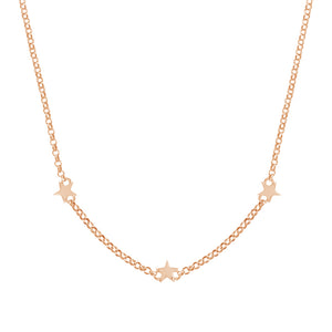 FX0101 925 Sterling Silver Mini rose gold plated stars necklace