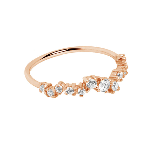 FJ0458 925 Sterling Silver Estellar Gold Cubic Zircon Ring