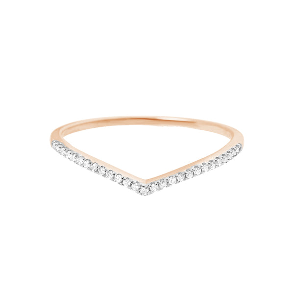 FJ0664 925 Sterling Silver Zircon V Band Ring