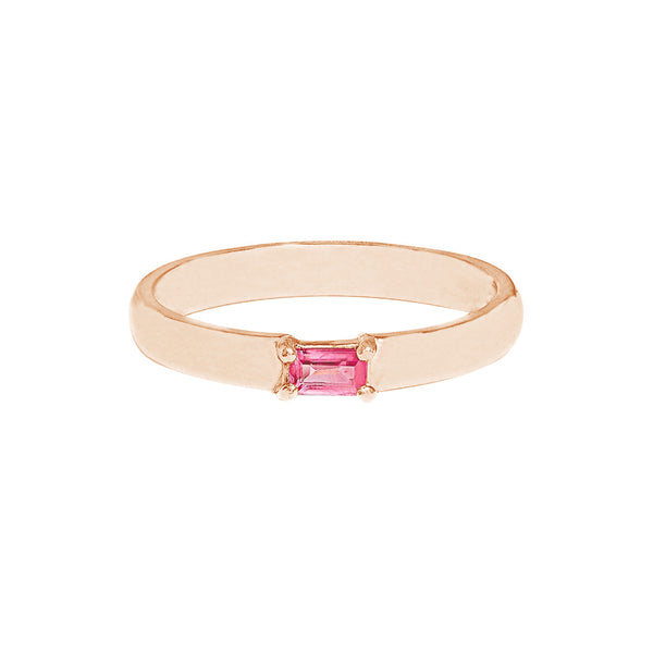 FJ0795 925 Sterling Silver Baguette Pinkly Ring