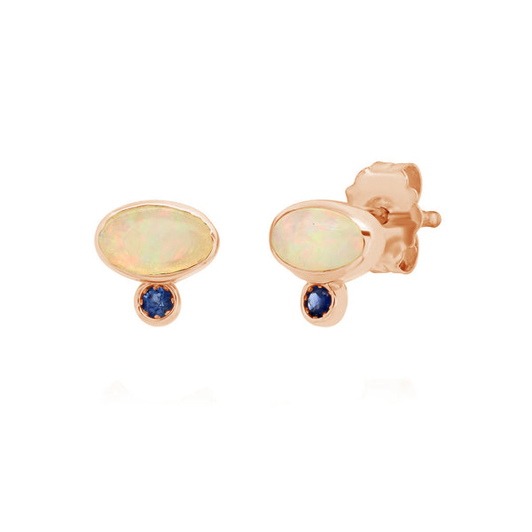 FE1445 925 Sterling Silver Opal Sapphire Earrings