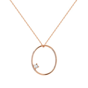 FX0406 925 Sterling Silver Big Oval Circle Necklace
