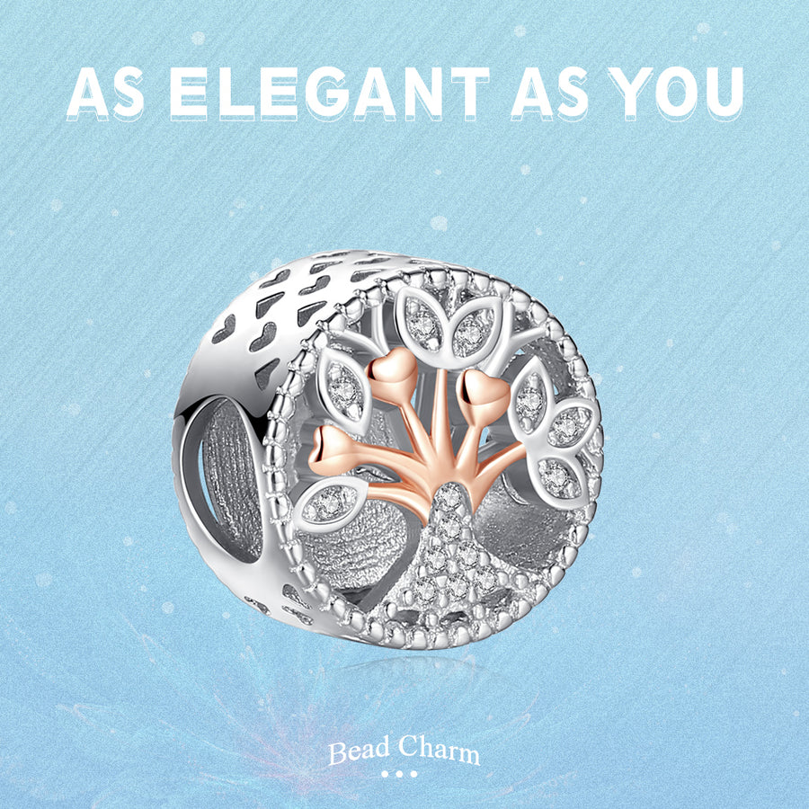 PY1916 925 Sterling Silver tree of life round charm bead