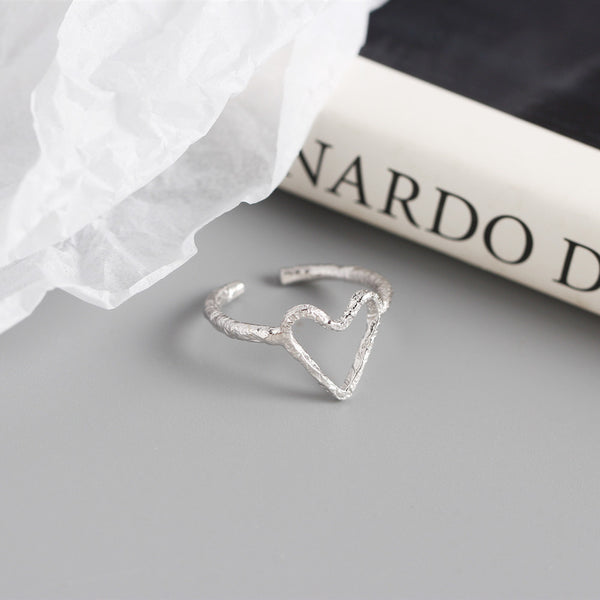TYJ0304 925 Sterling Silver Heart Adjustable Ring