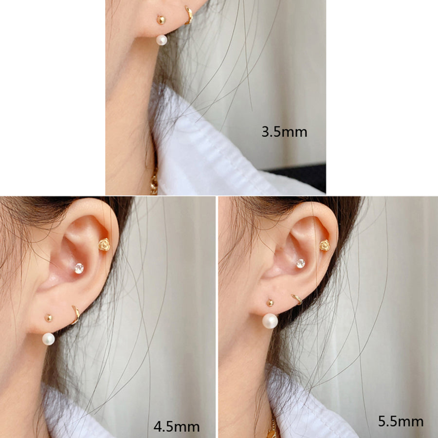 PE0051 925 Sterling Silver U shape Simple Pearl Stud Earrings For Women