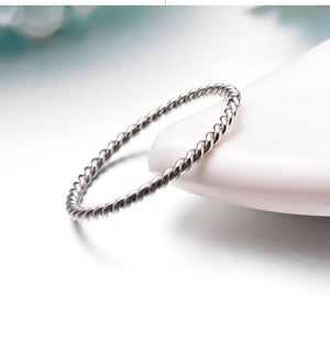 GJ4092 925 Sterling Silver Twist Minimalist Ring For Women
