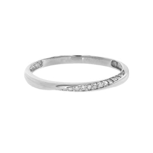 FJ0666 925 Sterling Silver Wavy Band Ring with Zircon