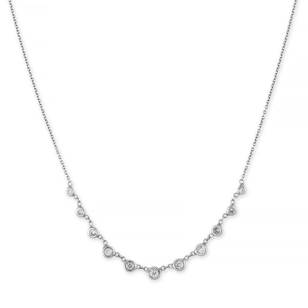 FX0445 925 Sterling Silver Eleven Zircon Bezel Necklace