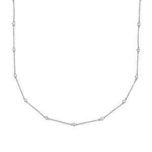 FX0419 925 Sterling Silver Classic Zircon Bezel Necklace