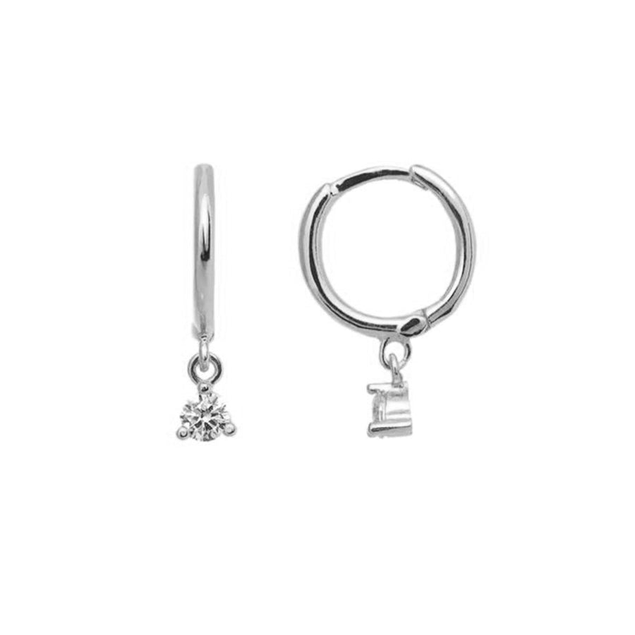 FE1080 925 Sterling Silver Round Zircon Hoop Earrings