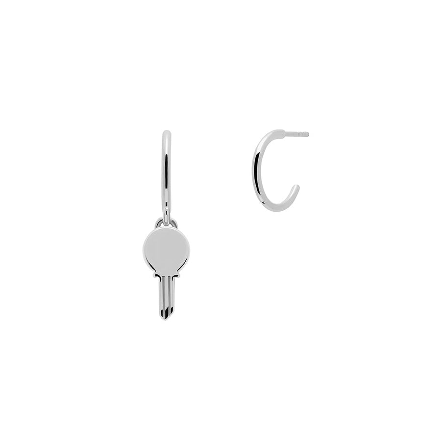 FE1029 925 Sterling Silver Special Key Hoop Earrings