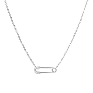 FX0701 925 Sterling Silver Cubic Zirconia Pin Necklace