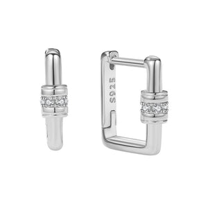 FE1879 925 Sterling Silver Carabiner Hoop earrings