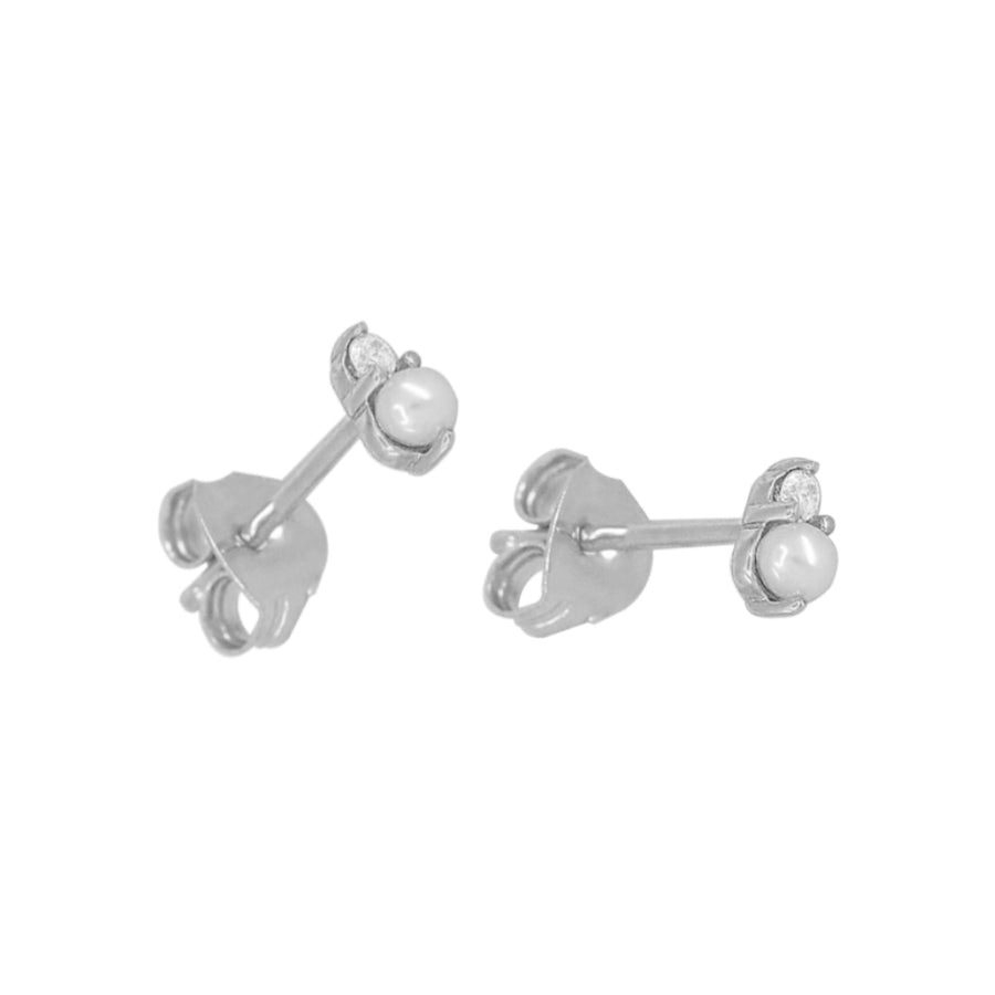 FE1567 925 Sterling Silver Pearl & Birthstone Stud Earrings