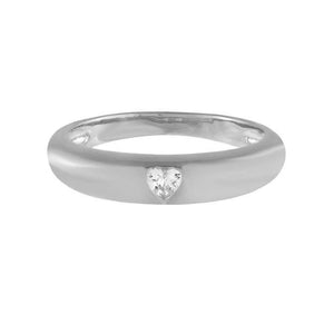 FJ0509 925 Sterling Silver Heart Zircon Dome Ring