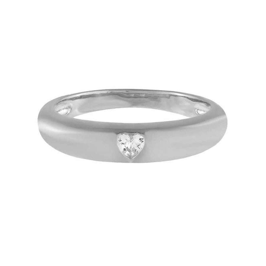 FJ0509 925 Sterling Silver Heart Zircon Dome Ring