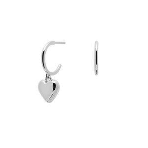 FE1028 925 Sterling Silver Unique Heart Hoop Earrings