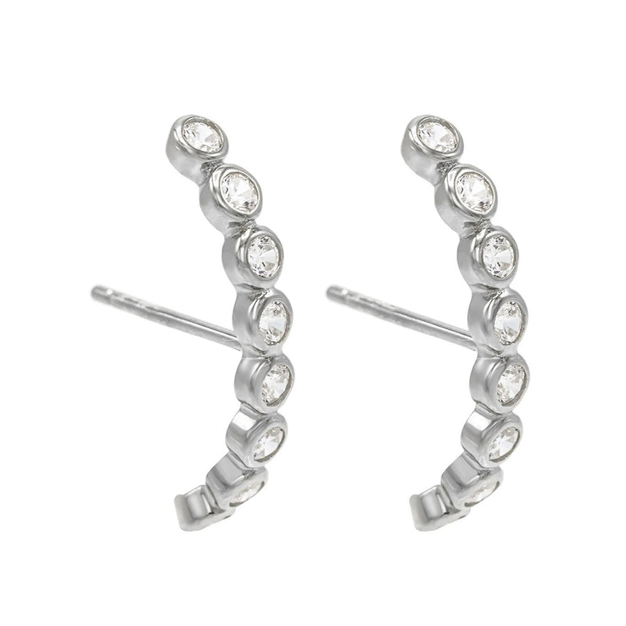 FE0444 925 Sterling Silver Bezel Hook Stud Earrings