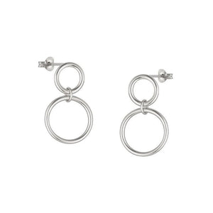 FE0858 925 Sterling Silver Double Circle Stud Earrings