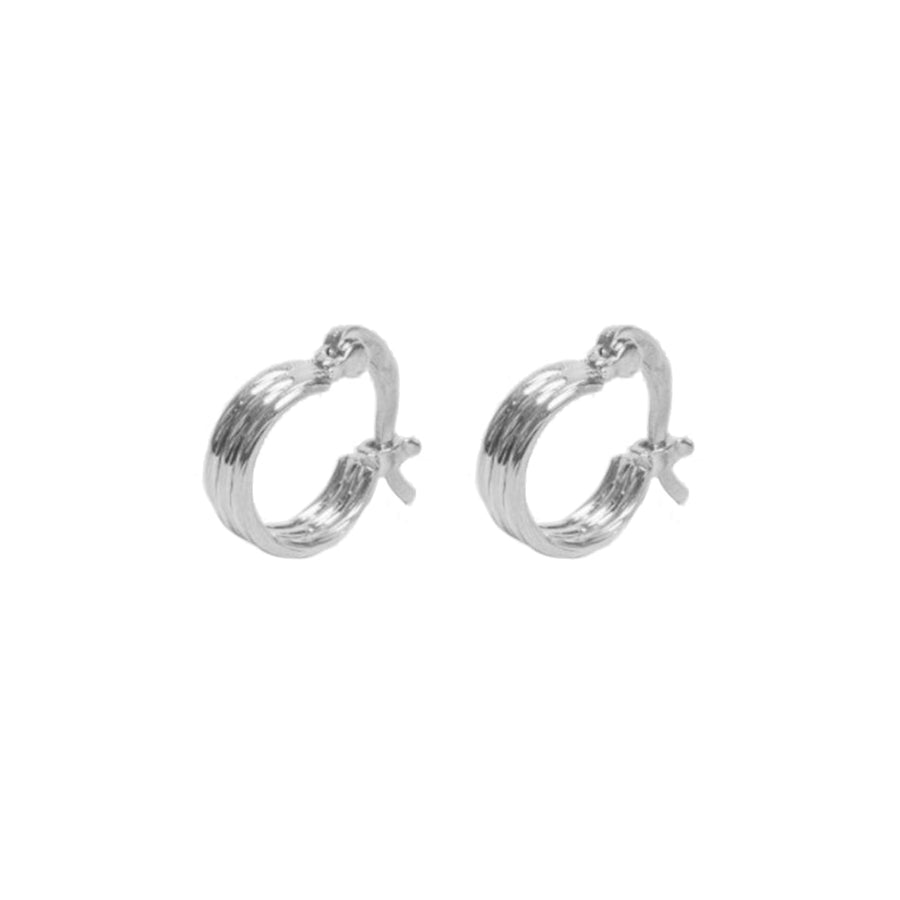 FE1423 925 Sterling Silver Triple Band Hoops