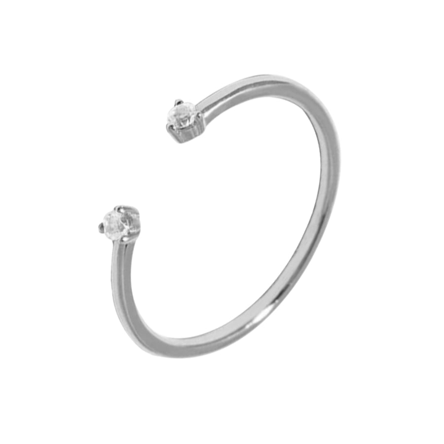 FJ0479 925 Sterling Silver Cubic Zircon Adjustable Ring