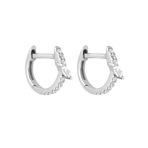 FE1899 925 Sterling Silver Marquise Cubic Zirconia Women Huggie Hoop Earrings