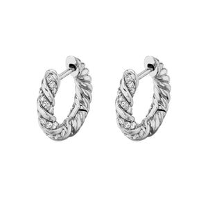 FE1349 925 Sterling Silver Twist Hoop Earrings
