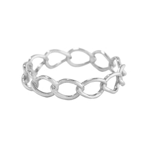 FJ0449 925 Sterling Silver Braided Chain Ring