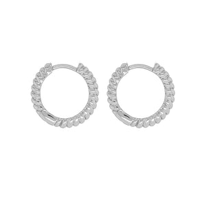 FE1154 925 Sterling Silver Twist Conch Clicker Hoop Earrings