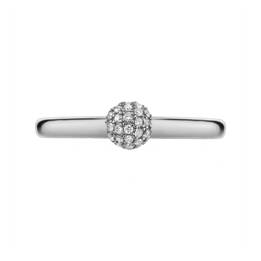 FJ0436 925 Sterling Silver Pave Zircon Sphere Ring