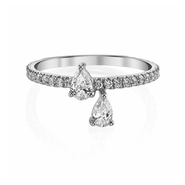 FJ0384 925 Sterling Silver Pear Pave Zircon Eternity Ring