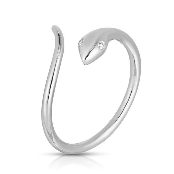 FJ0432 925 Sterling Silver Zircon Snake Ring