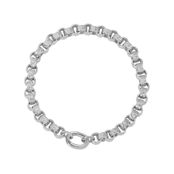 FS0298 925 Sterling Silver Hip Hop Box Chain Bracelet