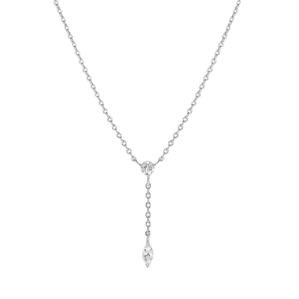FX0874 925 Sterling Silver Marquis Shinning Cubic Zirconia Necklaces