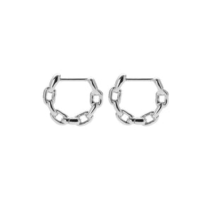 FE1895 925 Sterling Silver Chain Hoop Huggie Earrings