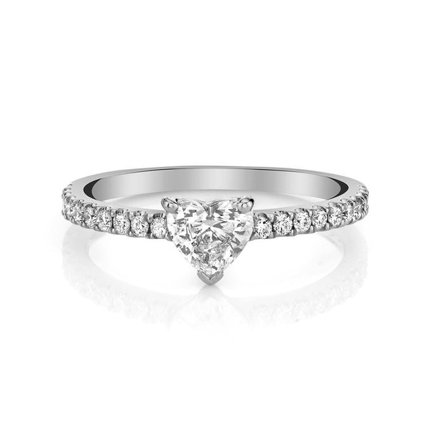 FJ0378 925 Sterling Silver Heart Zircon Pave Ring