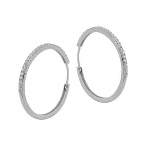 FE1263 925 Sterling Silver Pave Big Hoop Earrings