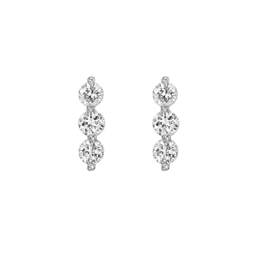 FE1019 925 Sterling Silver Triple Diamond Stud Earings