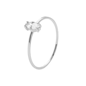 FJ0346 925 Sterling Silver White Crystal Fine Ring