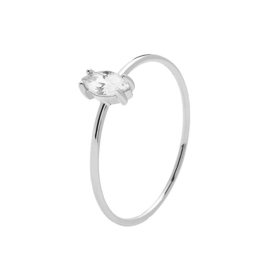 FJ0346 925 Sterling Silver White Crystal Fine Ring