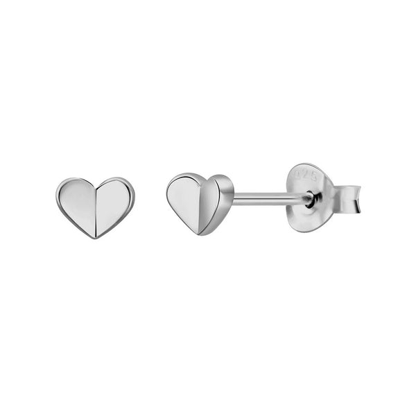 FE1273 925 Sterling Silver Flutter Heart Stud Earrings