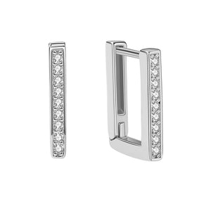 FE1869 925 Sterling Silver Rectangle CZ Hoops
