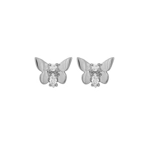FE1167 925 Sterling Silver Butterfly Zircon Stud Earrings