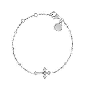 FS0011 925 Sterling Silver Topaz Cross Bracelet