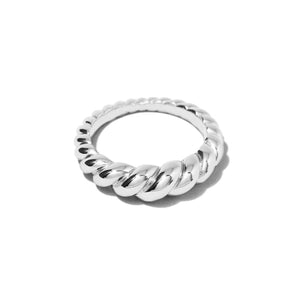 FJ0312 925 Sterling Silver Twisted Croissant Ring