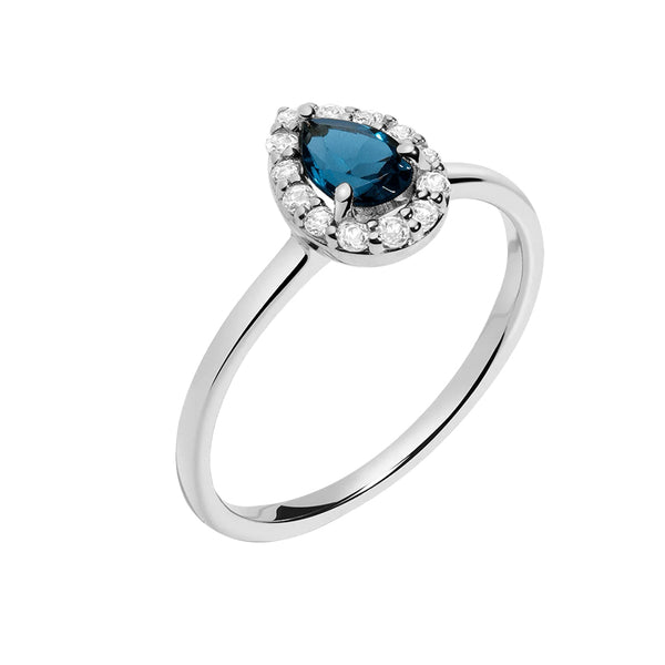 FJ0471 925 Sterling Silver Vintage Pear Cut Ring